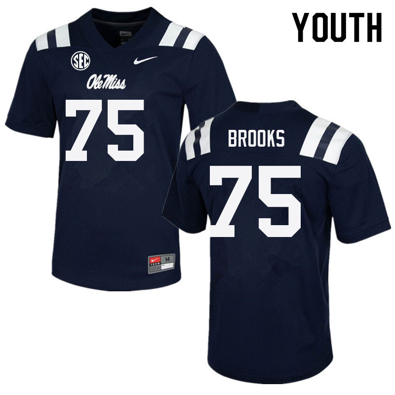 Mason Brooks Ole Miss Rebels NCAA Youth Navy #75 Stitched Limited College Football Jersey GSB4558KG